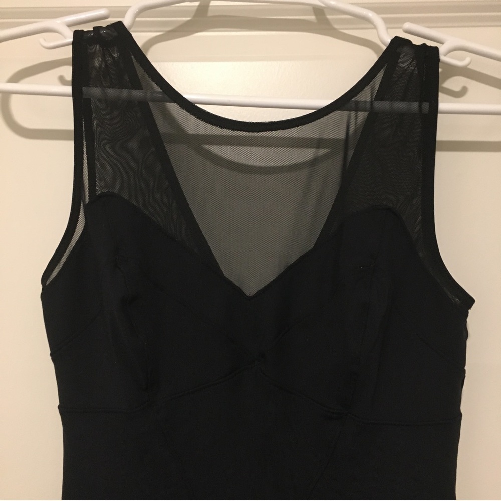 Bebe Bodycon Peplum Hip Flare Mini Sleeveless Sheer Little Black Dress, Small - Picture 6 of 9